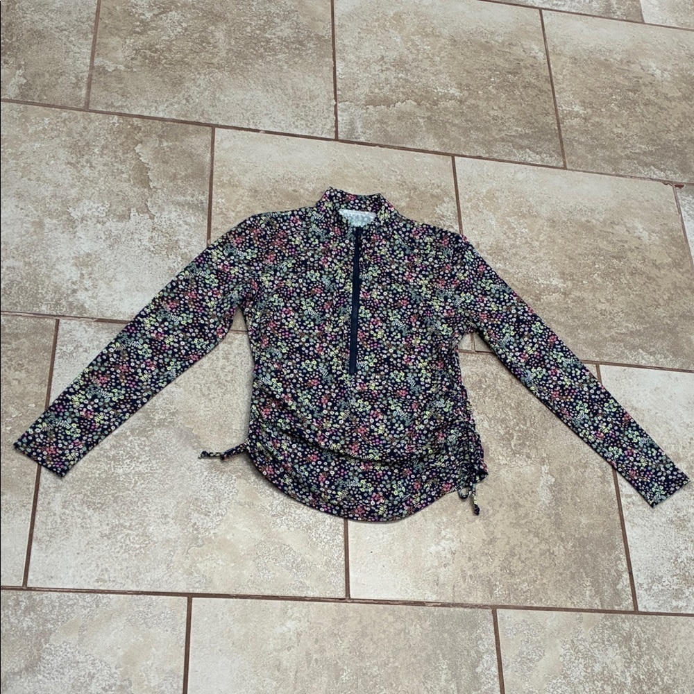 Carve Designs Black Floral Long Sleeve Zip Swim Tunic